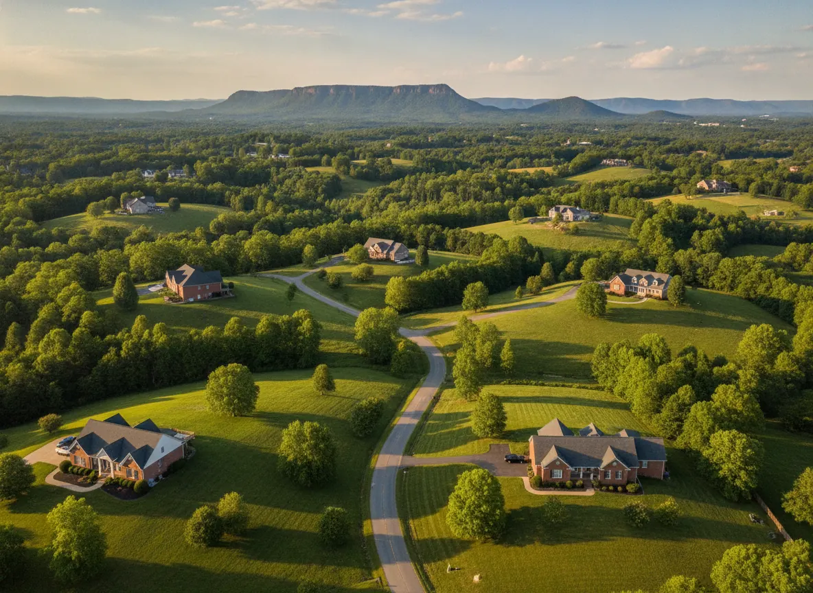 Homes on large wooded lots with a Tennessee ridge on the horizon